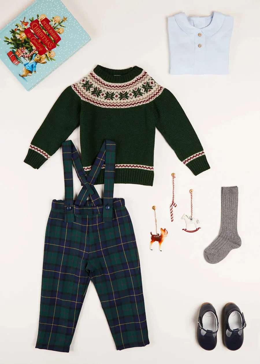 Classic Fair Isle Merino Wool Jumper in Green (12mths-10yrs)