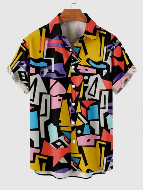 Colorful Geometric Printed Shirt And Shorts Set