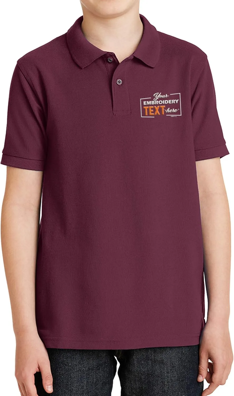 Custom Embroidered Jersey Polo Shirts for Youth Personalized Add Your Own Text