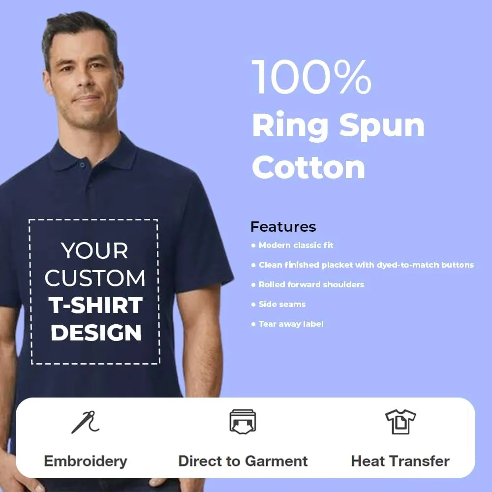 Custom Polo Shirt for Unisex Adult Personalized Customized Embroidered Sport Casual Golf Polo Shirt Design with Image Text