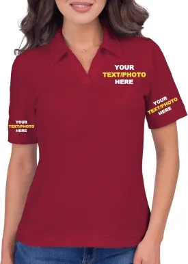 Custom Polo Shirt Women Design Your Own Personalized Customized Golf T Shirts Tee Embroidered Text Photo Logo