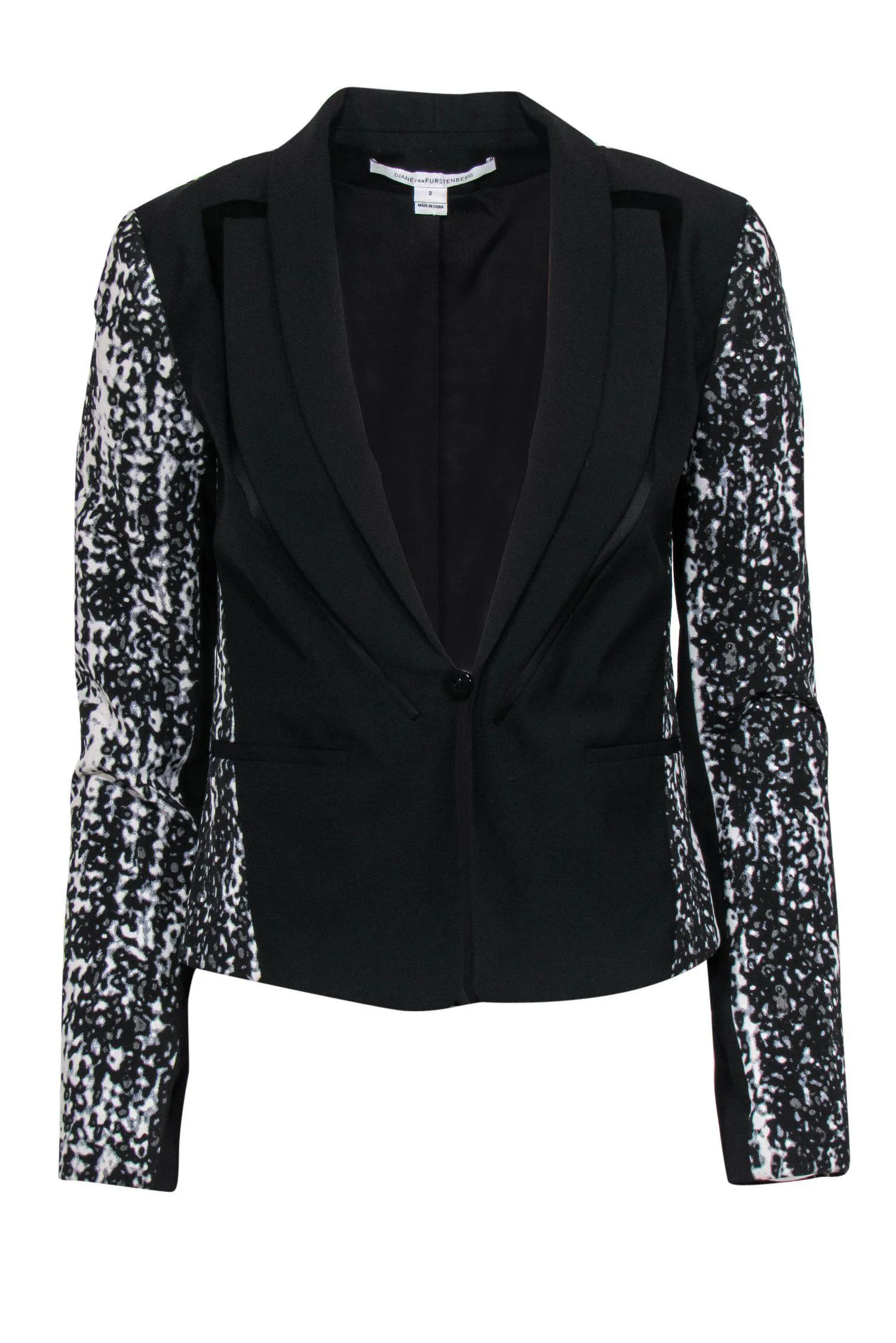 Diane von Furstenberg - Black & Gray Speckled Blazer Sz 2