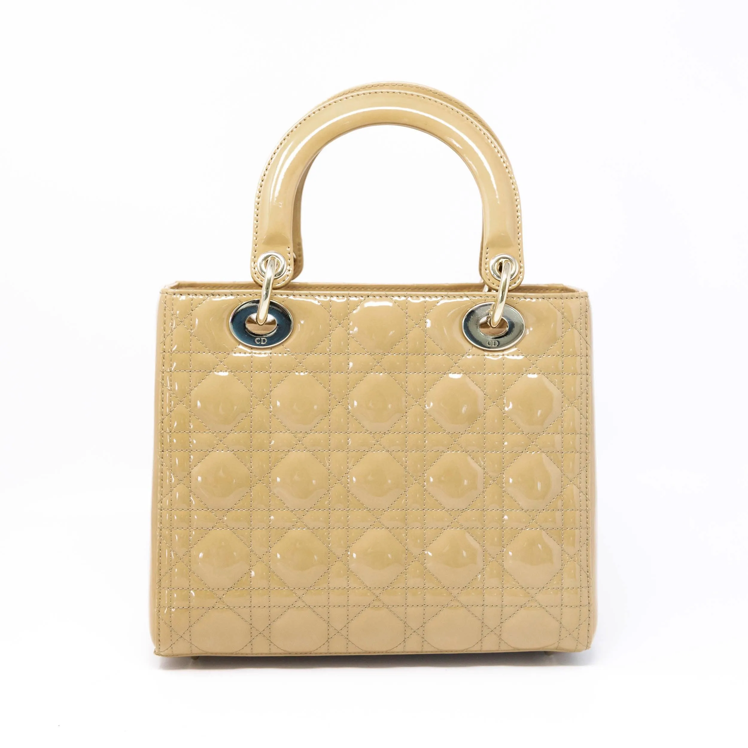 Dior Beige Patent Medium Lady Dior Bag