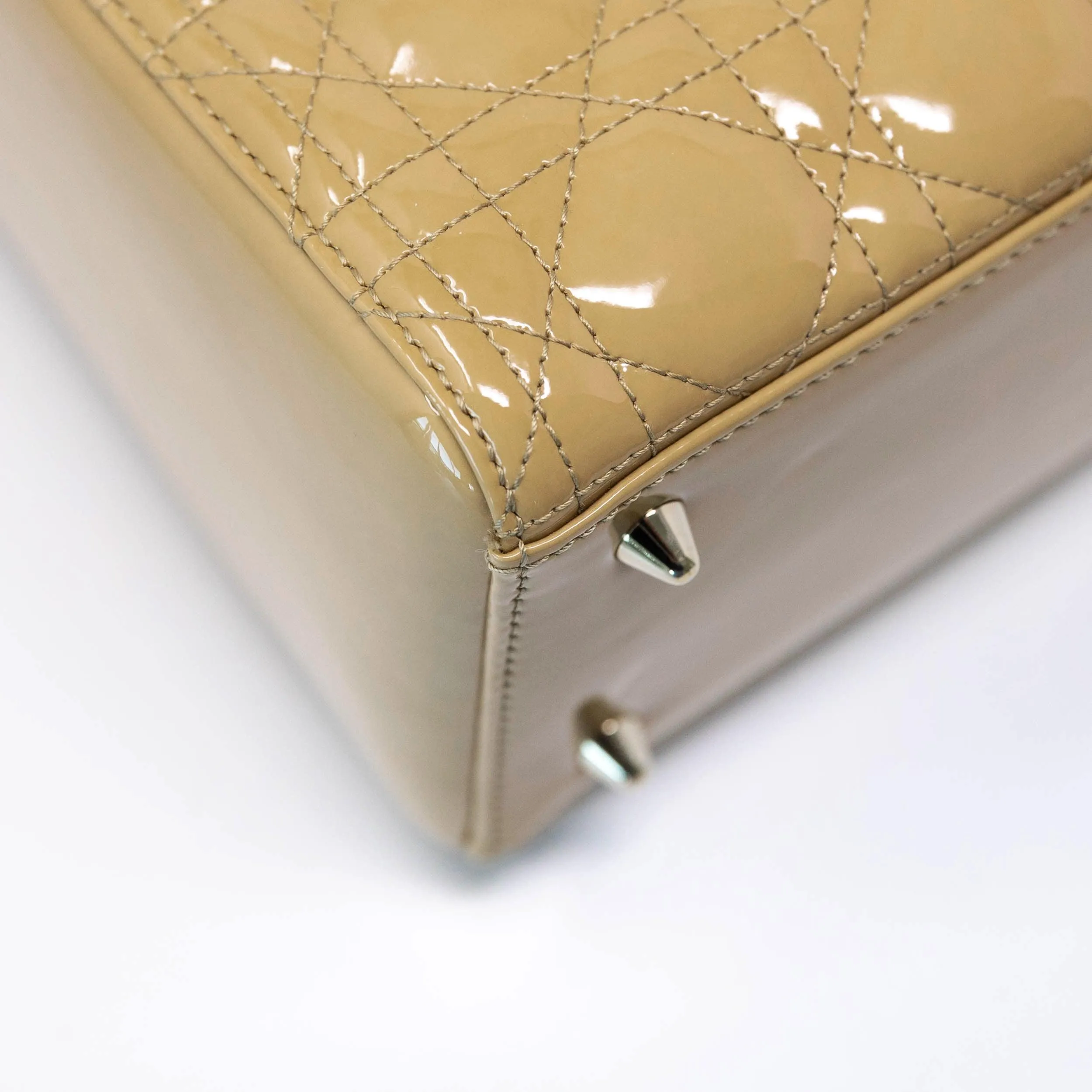 Dior Beige Patent Medium Lady Dior Bag