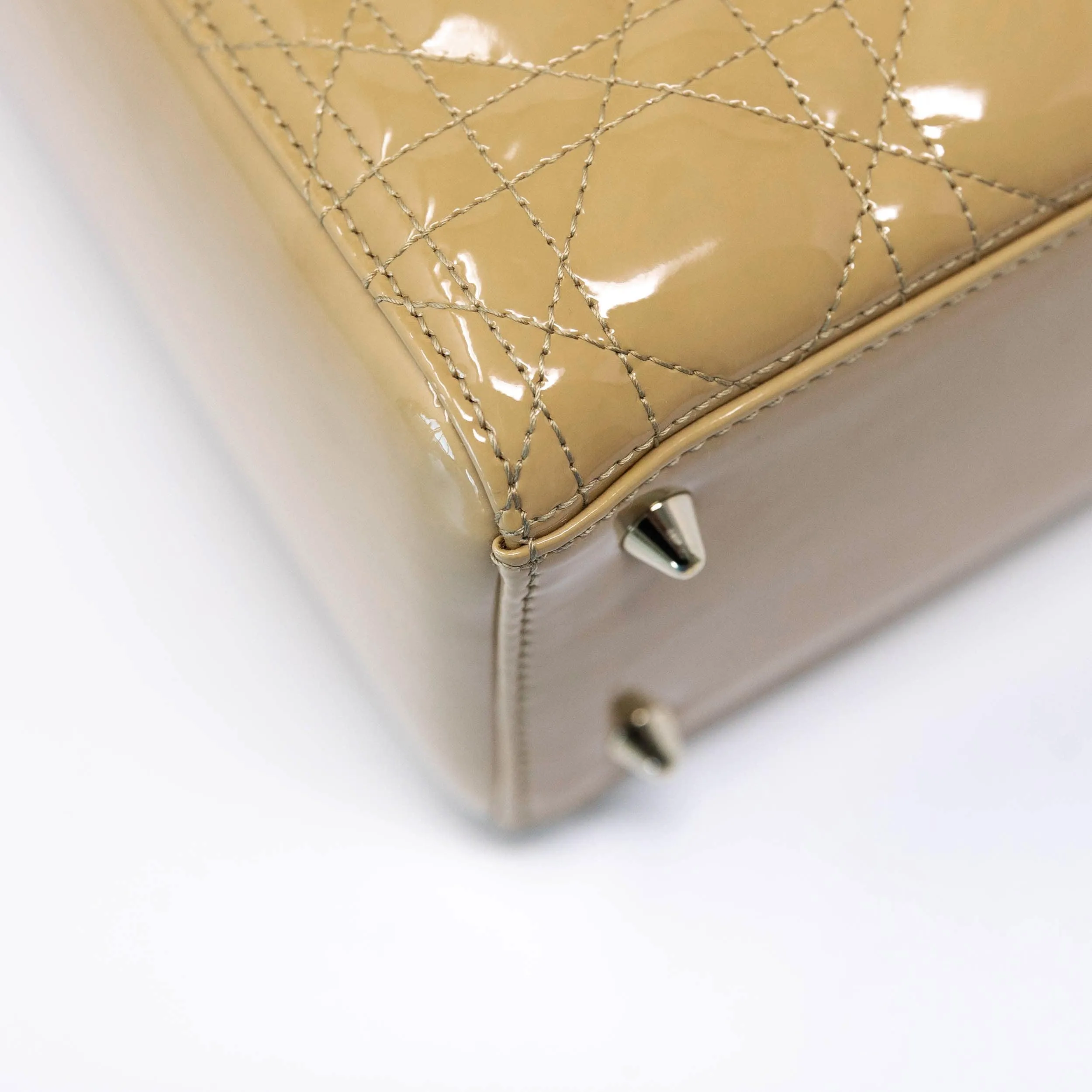 Dior Beige Patent Medium Lady Dior Bag