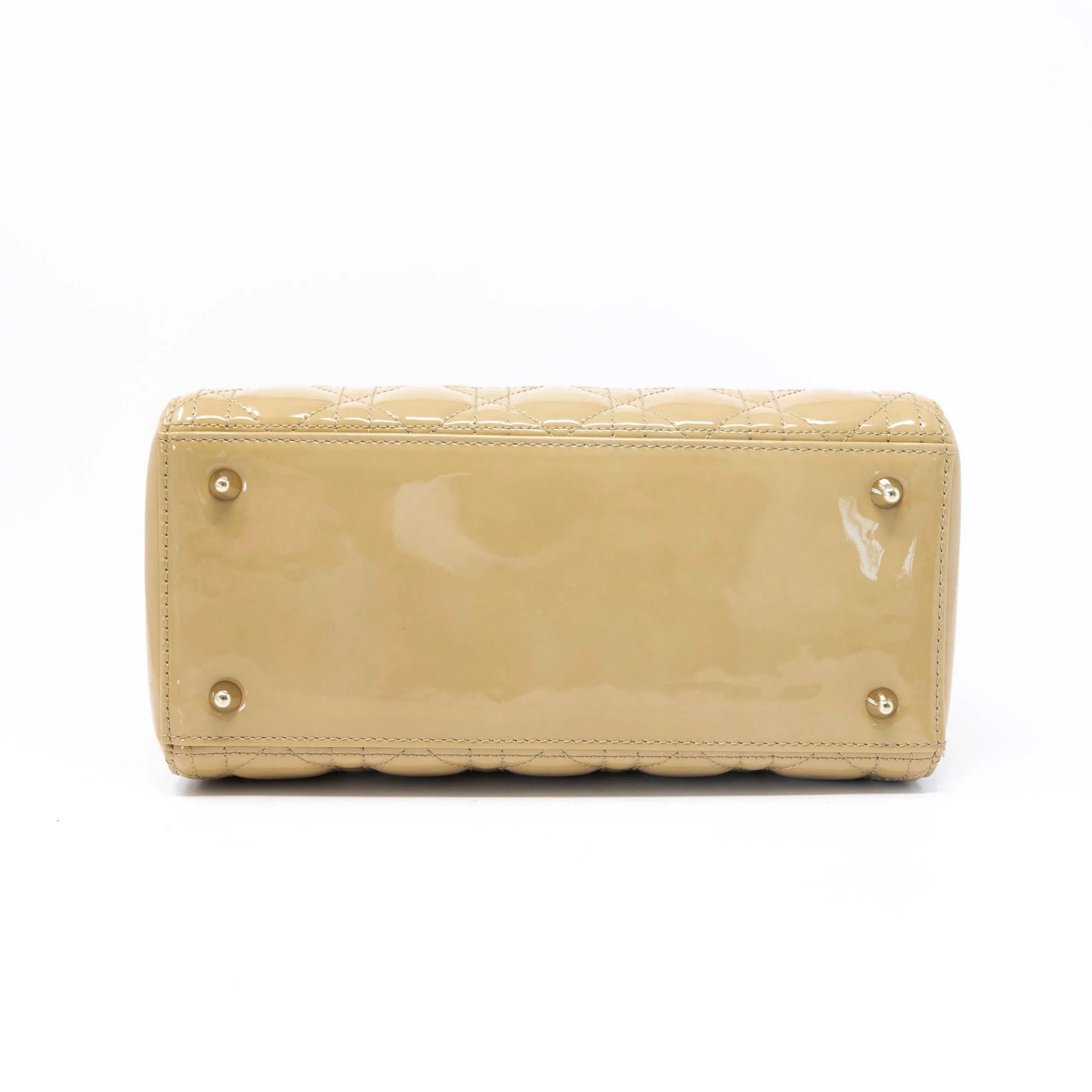 Dior Beige Patent Medium Lady Dior Bag