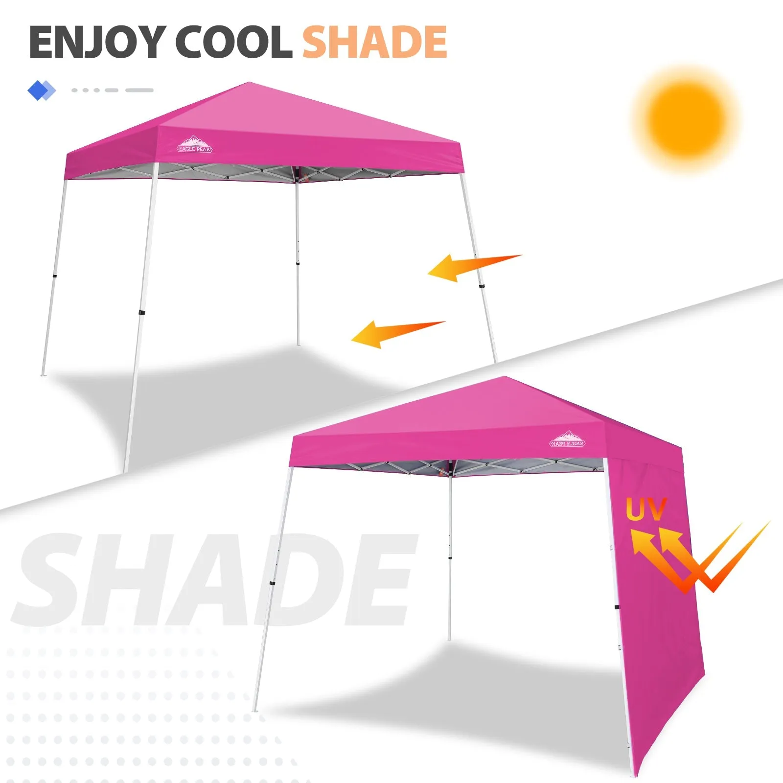 EAGLE PEAK Sunwall / Sidewall for 10x10 Slant Leg Canopy Only, 1 Sidewall, White/Blue