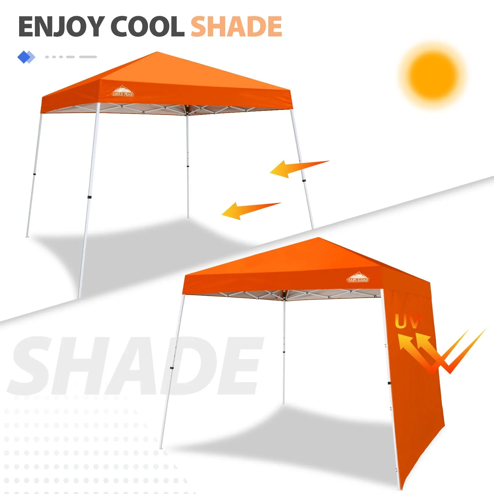 EAGLE PEAK Sunwall / Sidewall for 10x10 Slant Leg Canopy Only, 1 Sidewall, White/Blue