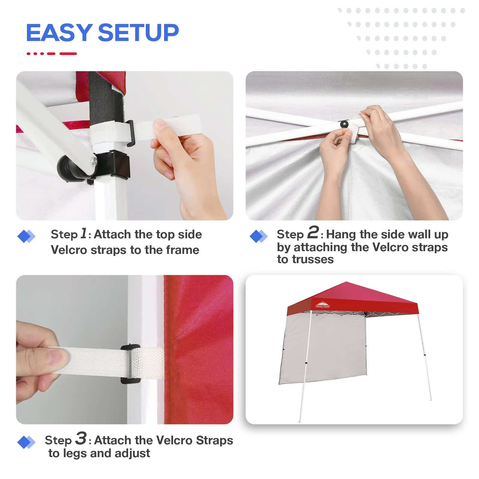 EAGLE PEAK Sunwall / Sidewall for 10x10 Slant Leg Canopy Only, 1 Sidewall, White/Blue