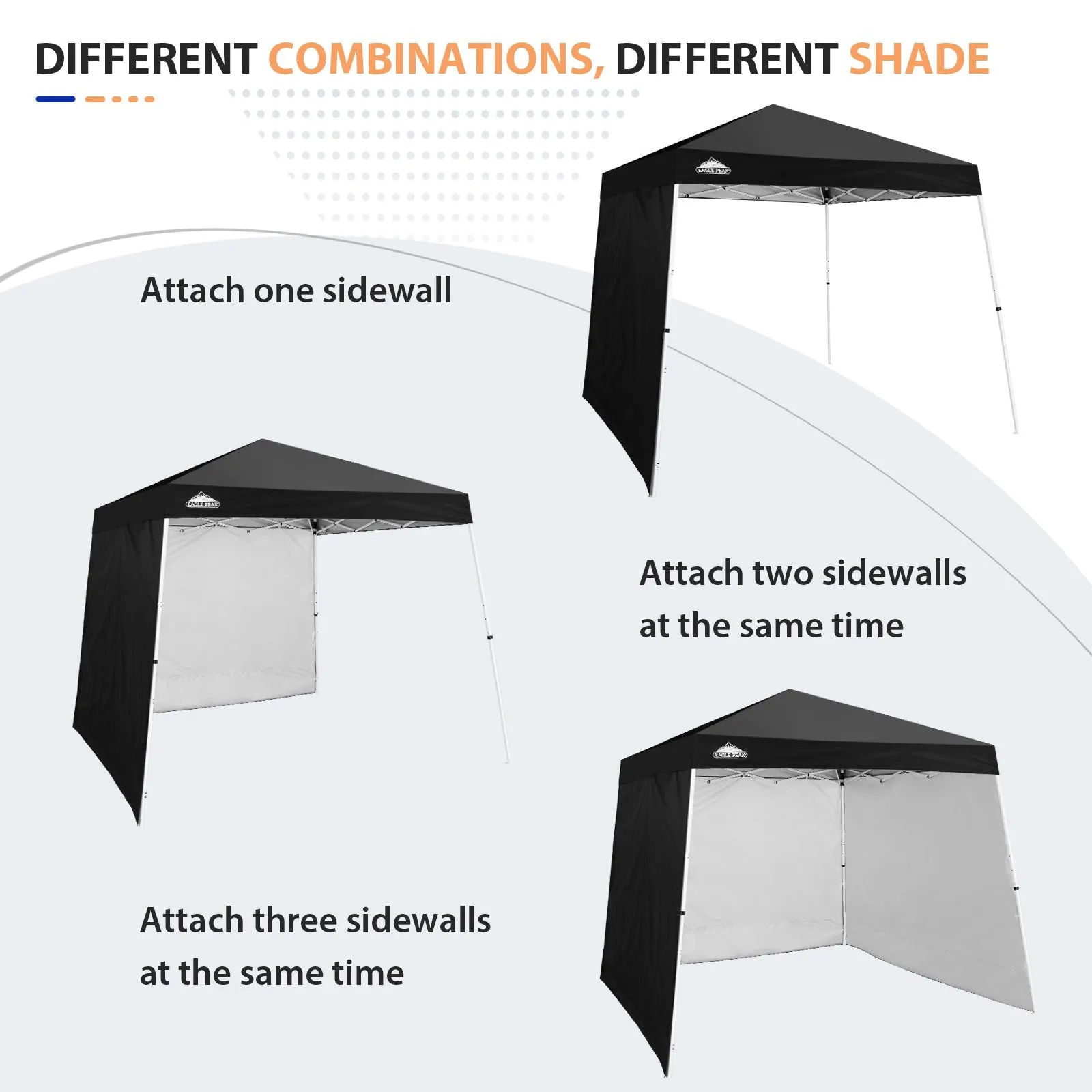 EAGLE PEAK Sunwall / Sidewall for 10x10 Slant Leg Canopy Only, 1 Sidewall, White/Blue