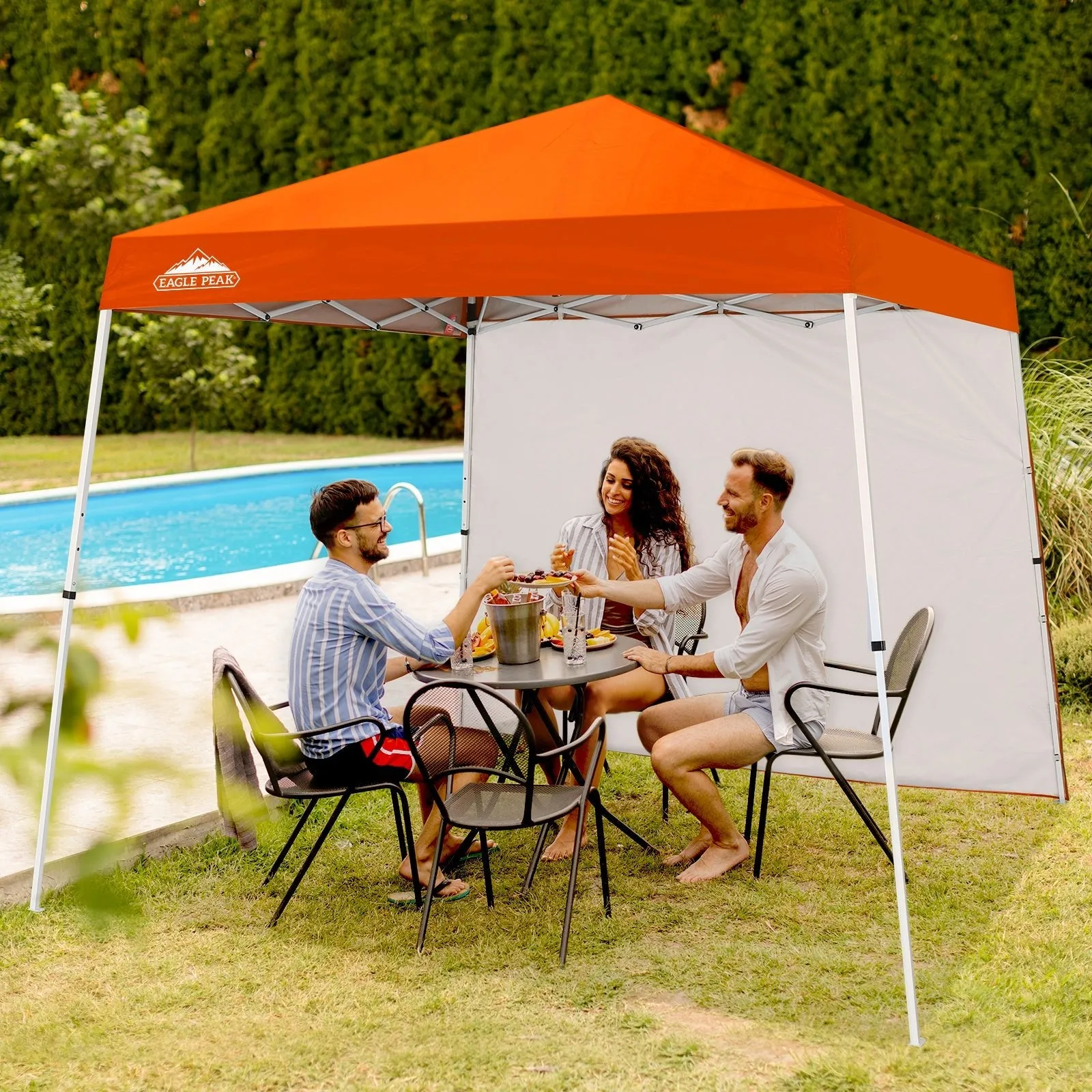 EAGLE PEAK Sunwall / Sidewall for 10x10 Slant Leg Canopy Only, 1 Sidewall, White/Blue