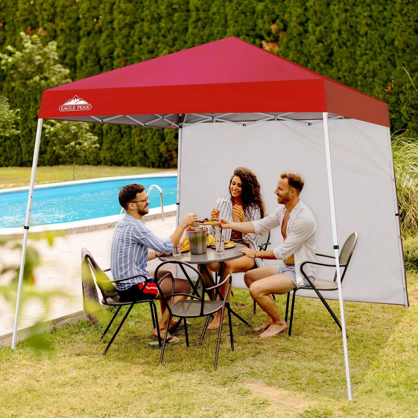 EAGLE PEAK Sunwall / Sidewall for 10x10 Slant Leg Canopy Only, 1 Sidewall, White/Blue
