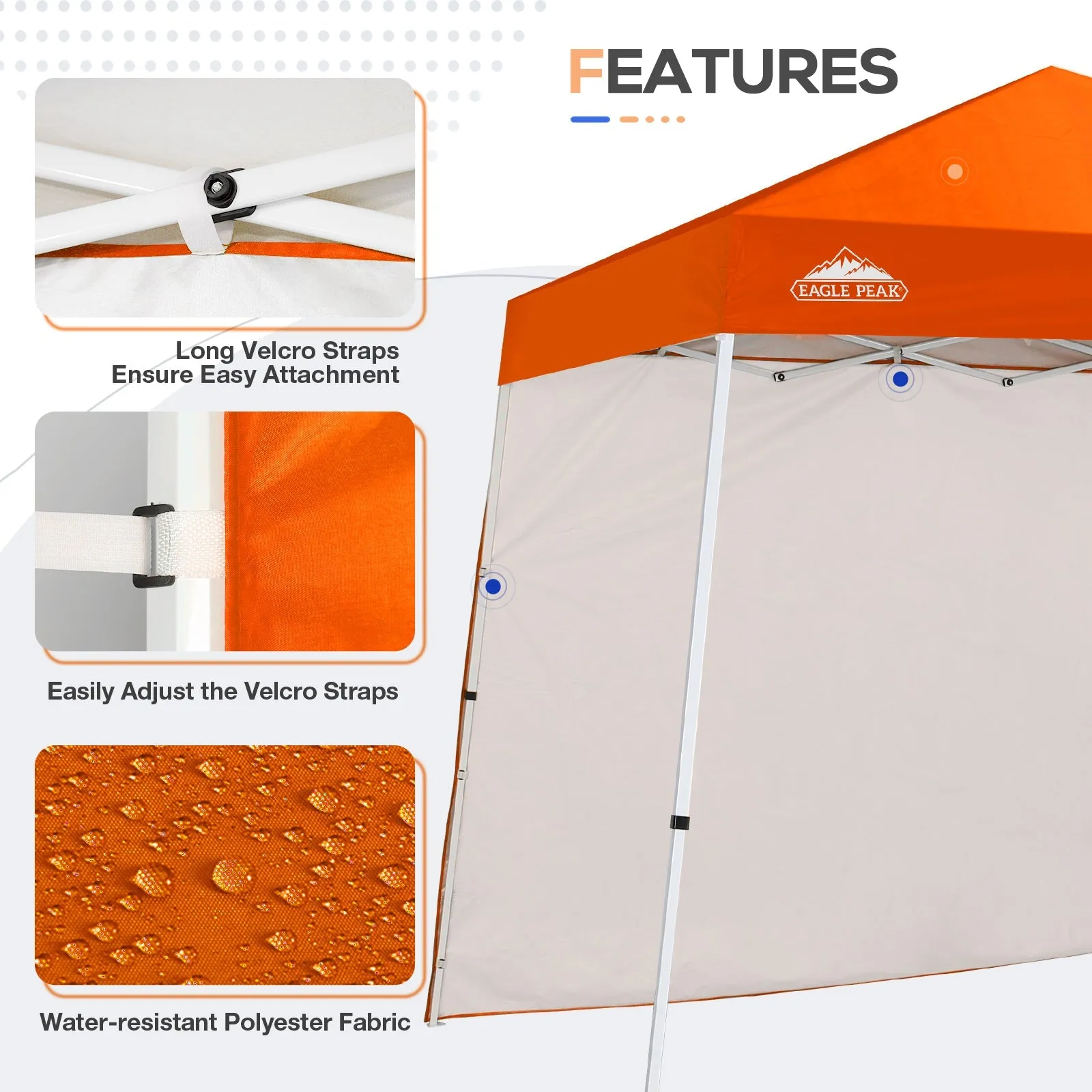 EAGLE PEAK Sunwall / Sidewall for 10x10 Slant Leg Canopy Only, 1 Sidewall, White/Blue