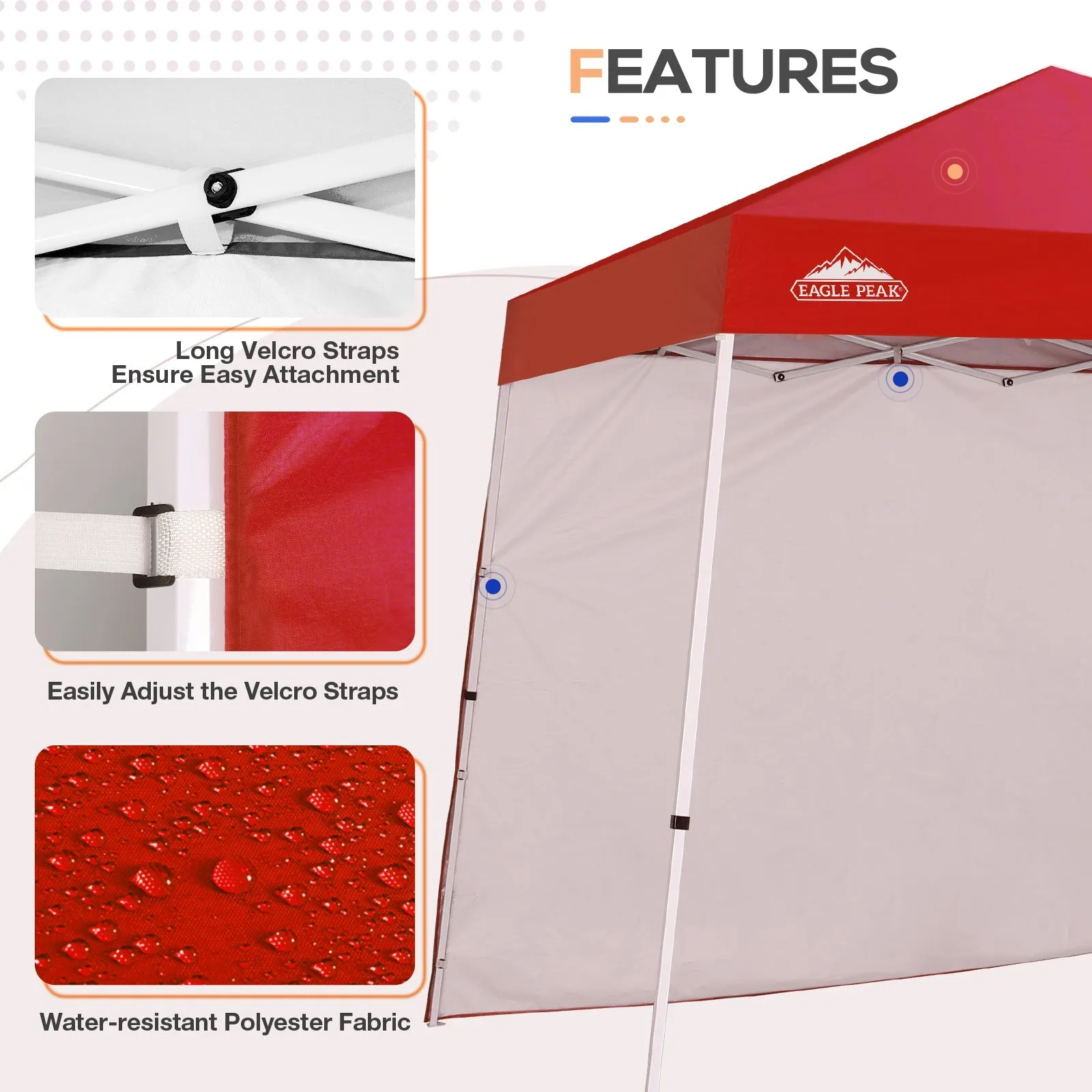 EAGLE PEAK Sunwall / Sidewall for 10x10 Slant Leg Canopy Only, 1 Sidewall, White/Blue