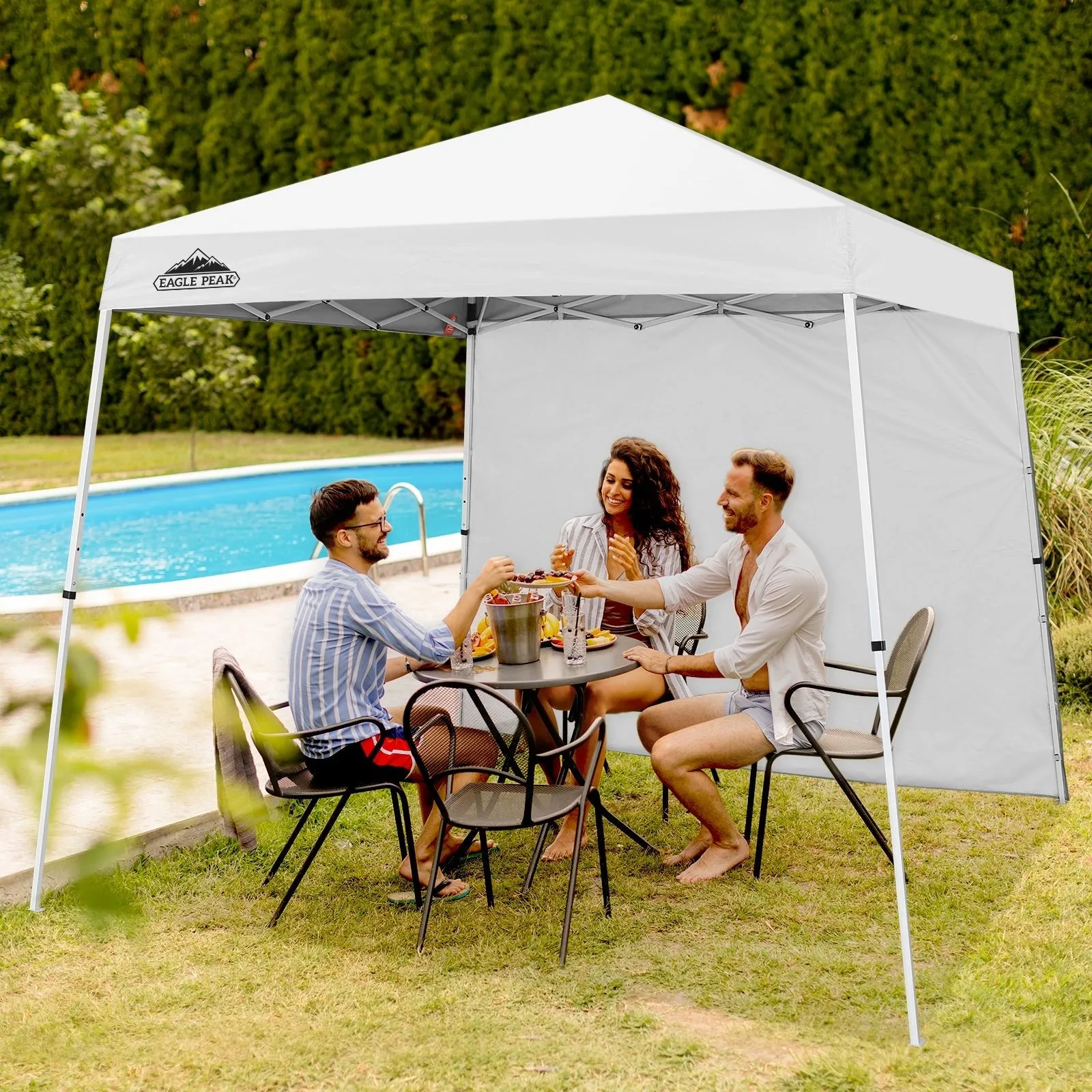 EAGLE PEAK Sunwall / Sidewall for 10x10 Slant Leg Canopy Only, 1 Sidewall, White/Blue