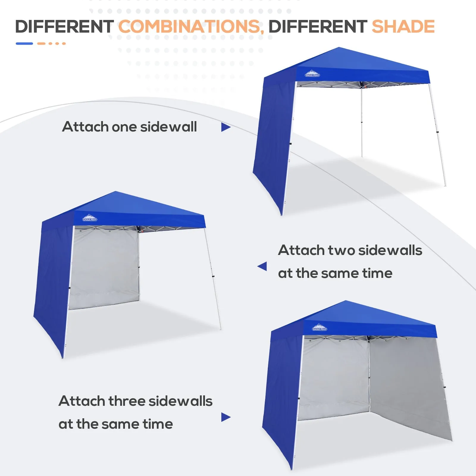 EAGLE PEAK Sunwall / Sidewall for 10x10 Slant Leg Canopy Only, 1 Sidewall, White/Blue