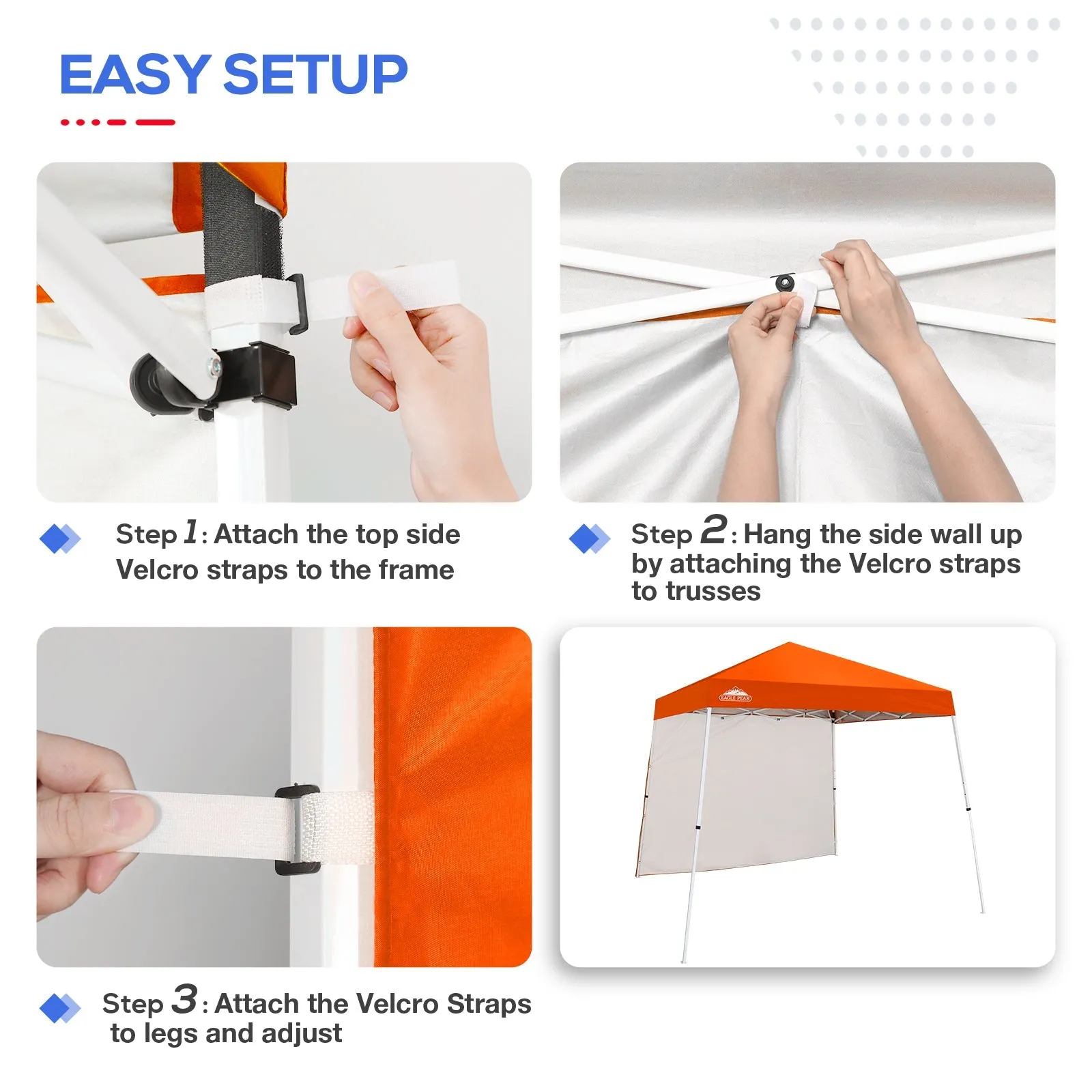 EAGLE PEAK Sunwall / Sidewall for 10x10 Slant Leg Canopy Only, 1 Sidewall, White/Blue