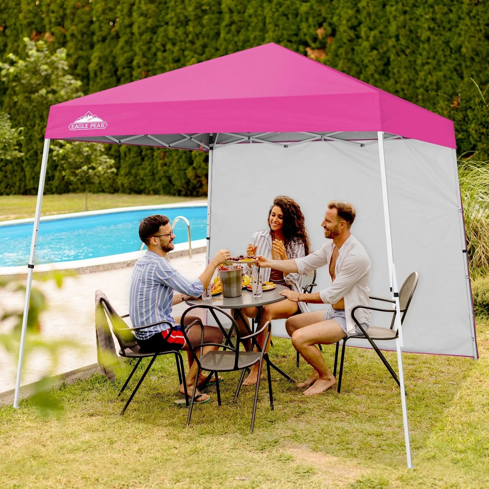 EAGLE PEAK Sunwall / Sidewall for 10x10 Slant Leg Canopy Only, 1 Sidewall, White/Blue