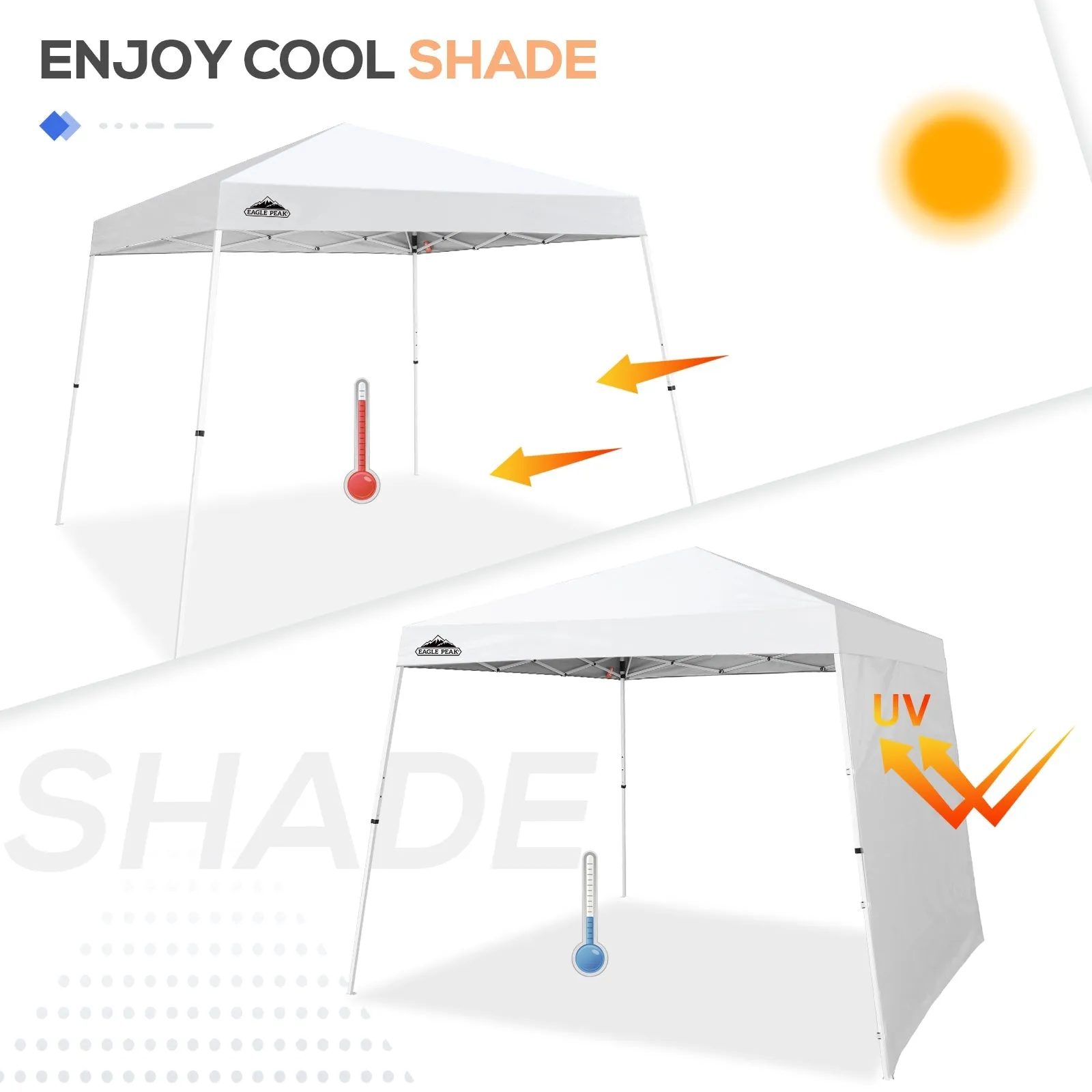 EAGLE PEAK Sunwall / Sidewall for 10x10 Slant Leg Canopy Only, 1 Sidewall, White/Blue