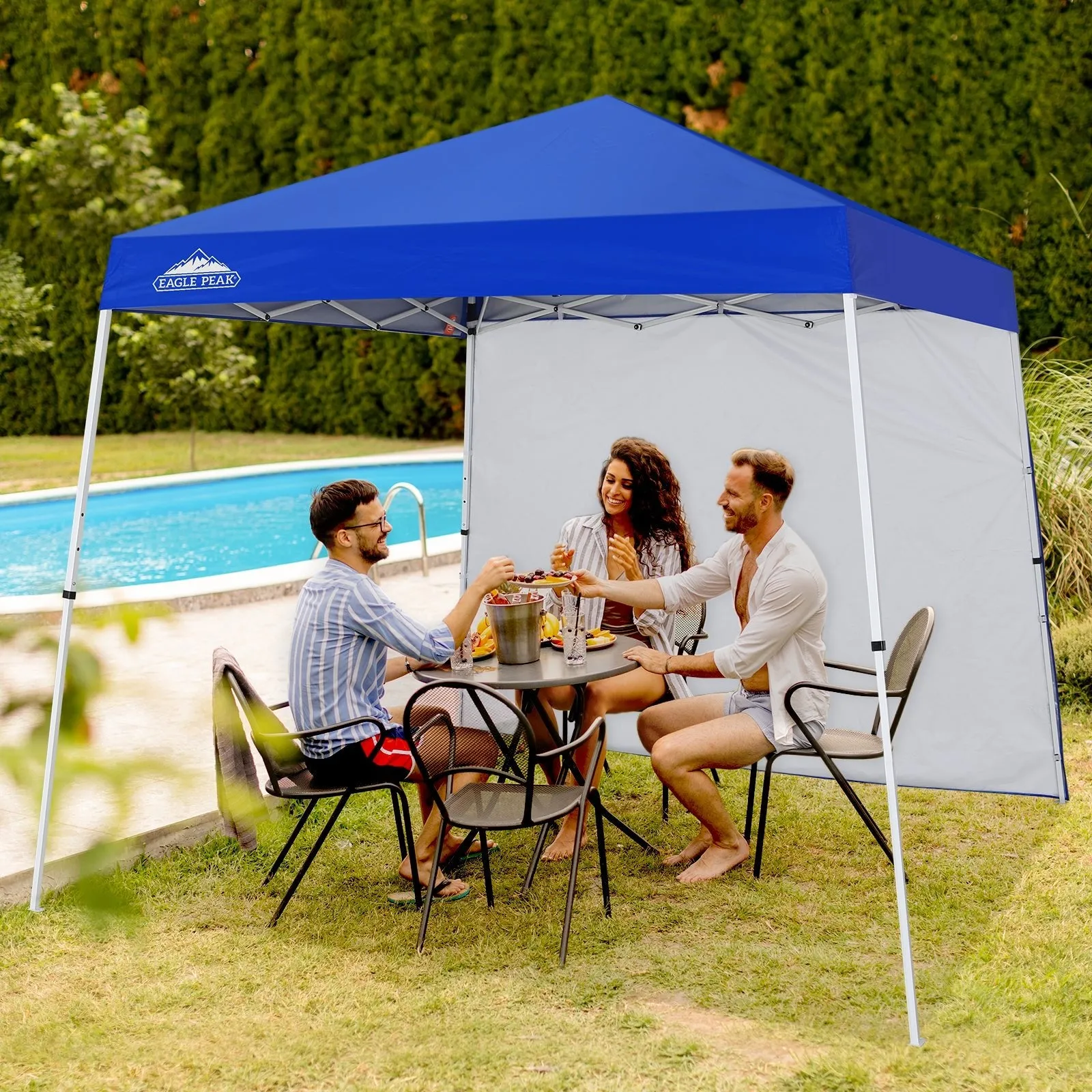 EAGLE PEAK Sunwall / Sidewall for 10x10 Slant Leg Canopy Only, 1 Sidewall, White/Blue