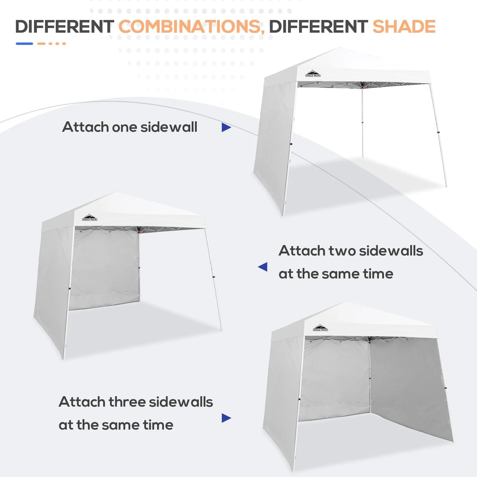 EAGLE PEAK Sunwall / Sidewall for 10x10 Slant Leg Canopy Only, 1 Sidewall, White/Blue