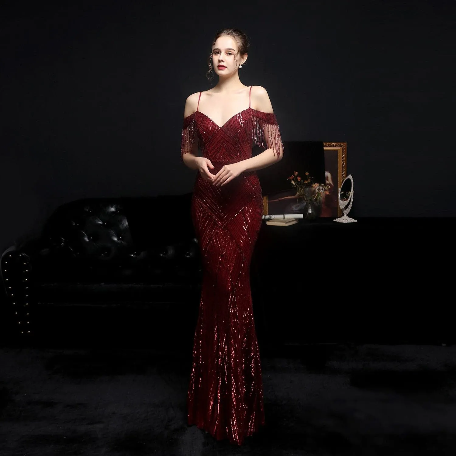 Elegant Off Shoulder Evening Dress