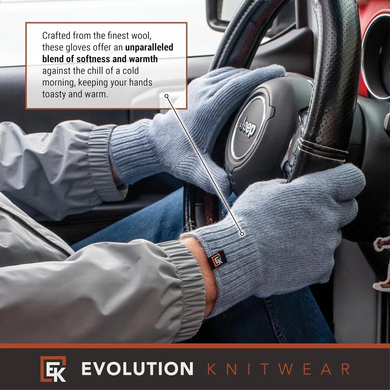 Evolution Knitwear Wool Knit Gloves - Made in the USA - Super Soft Merino Wool - Men's - XL