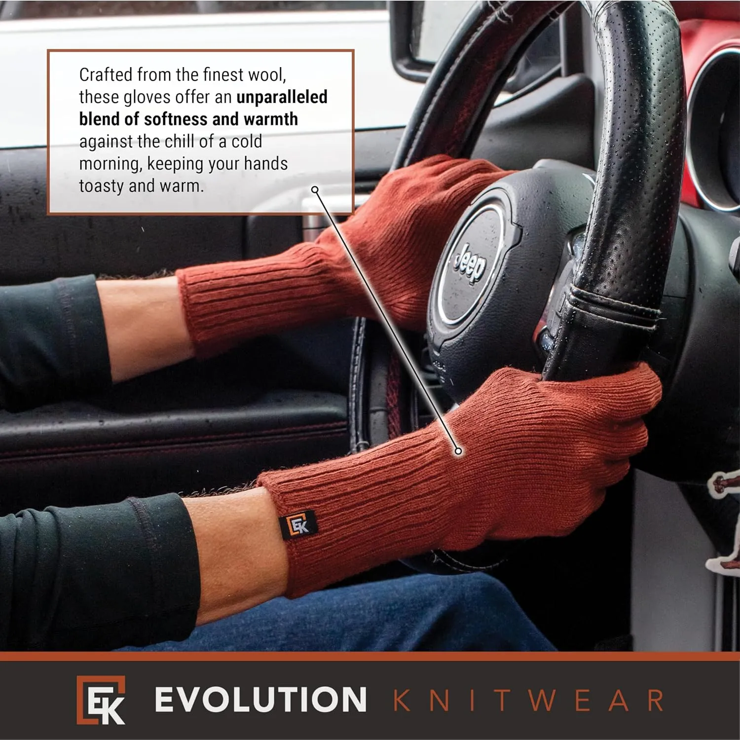 Evolution Knitwear Wool Knit Gloves - Super Soft Merino Wool - Made in the USA - Small