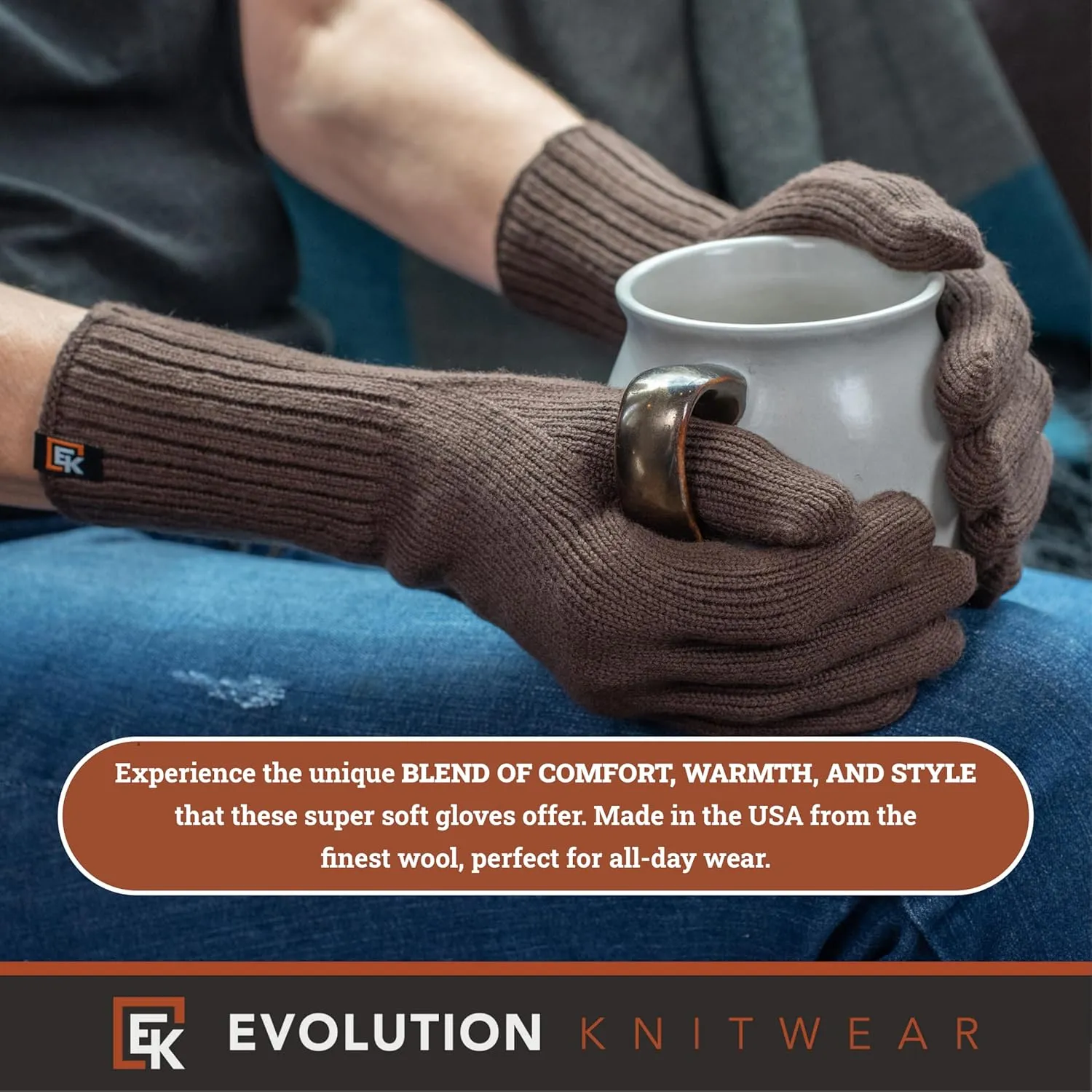 Evolution Knitwear Wool Knit Gloves - Super Soft Merino Wool - Made in the USA - Small