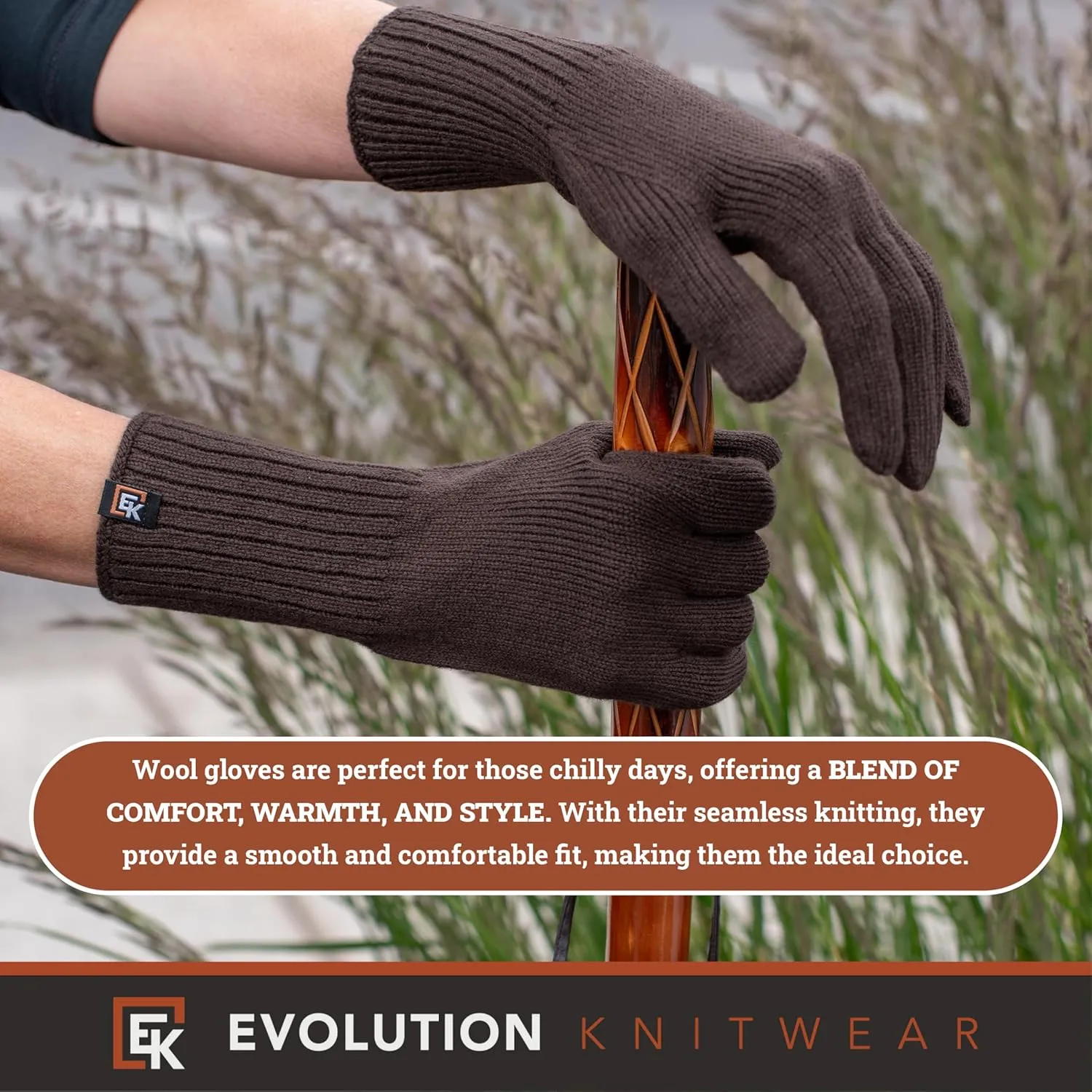 Evolution Knitwear Wool Knit Gloves - Super Soft Merino Wool - Made in the USA - Small