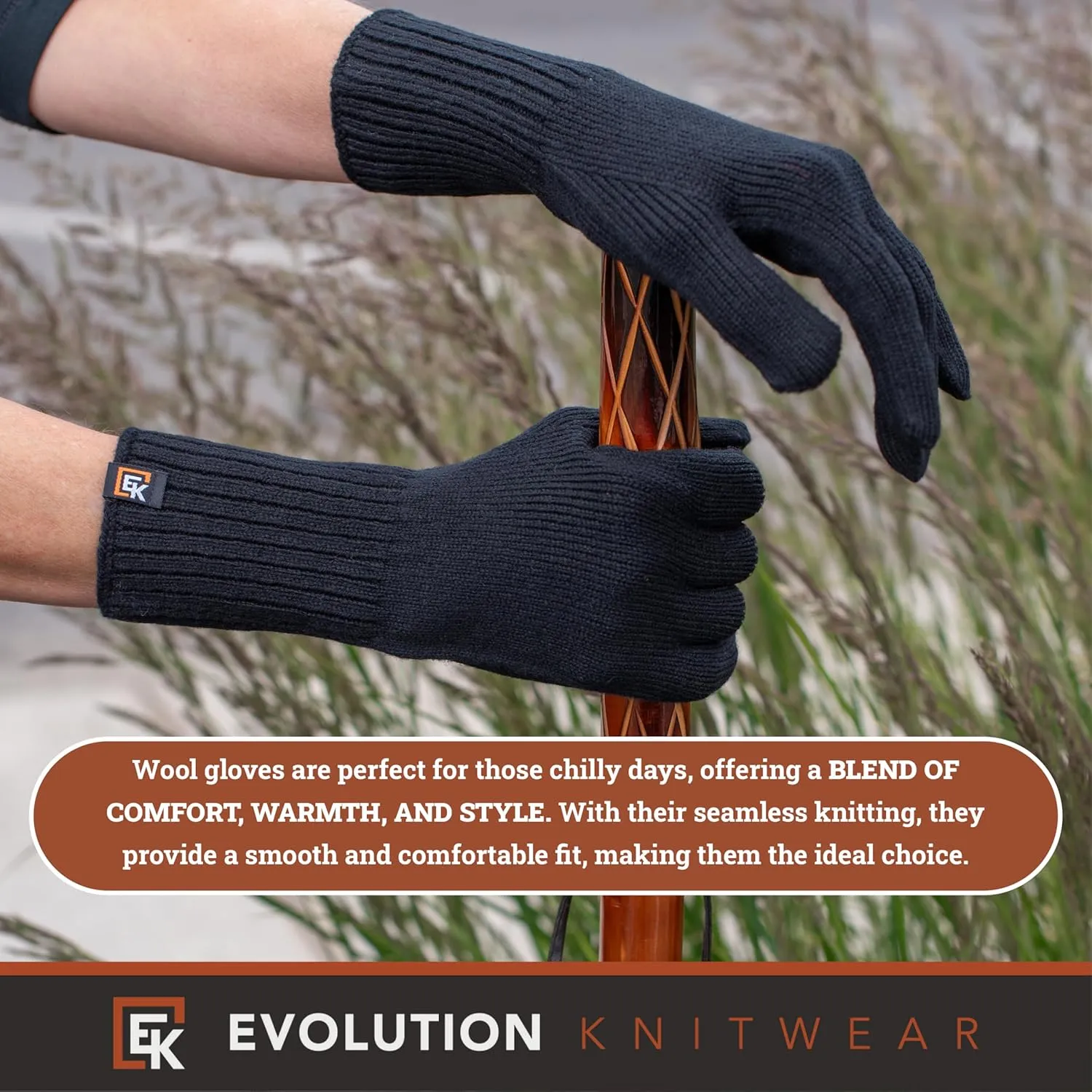 Evolution Knitwear Wool Knit Gloves - Super Soft Merino Wool - Made in the USA - Small
