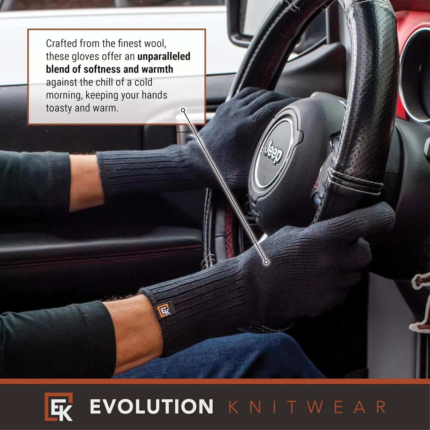 Evolution Knitwear Wool Knit Gloves - Super Soft Merino Wool - Made in the USA - Small