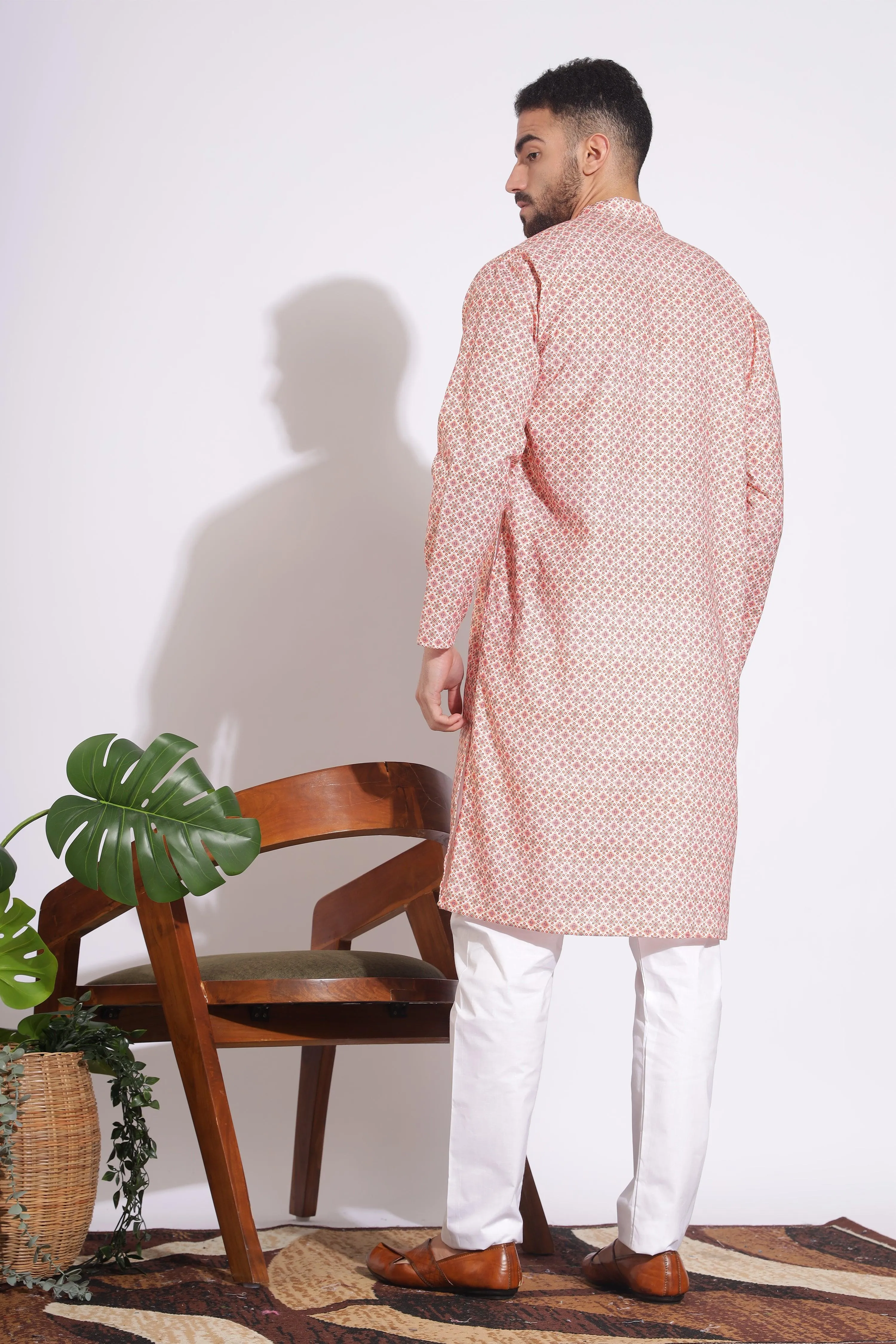 Exotic Print Cotton Pink Color Kurta