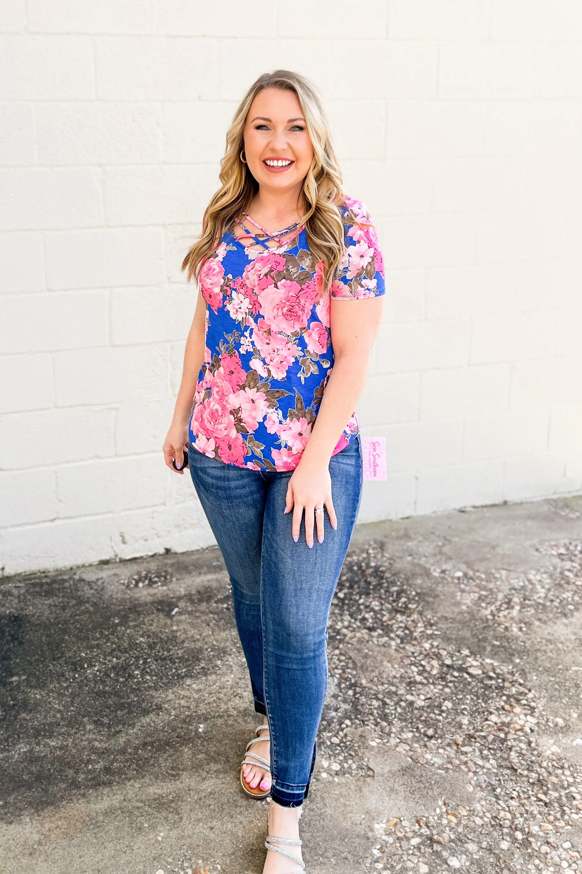 Feels Like Floral Criss Cross Top