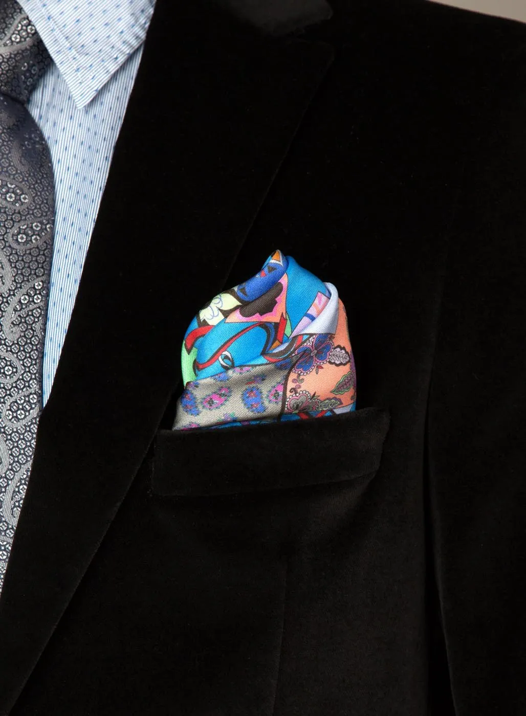 Festivals Of Kites Silk Printed Pocket Square