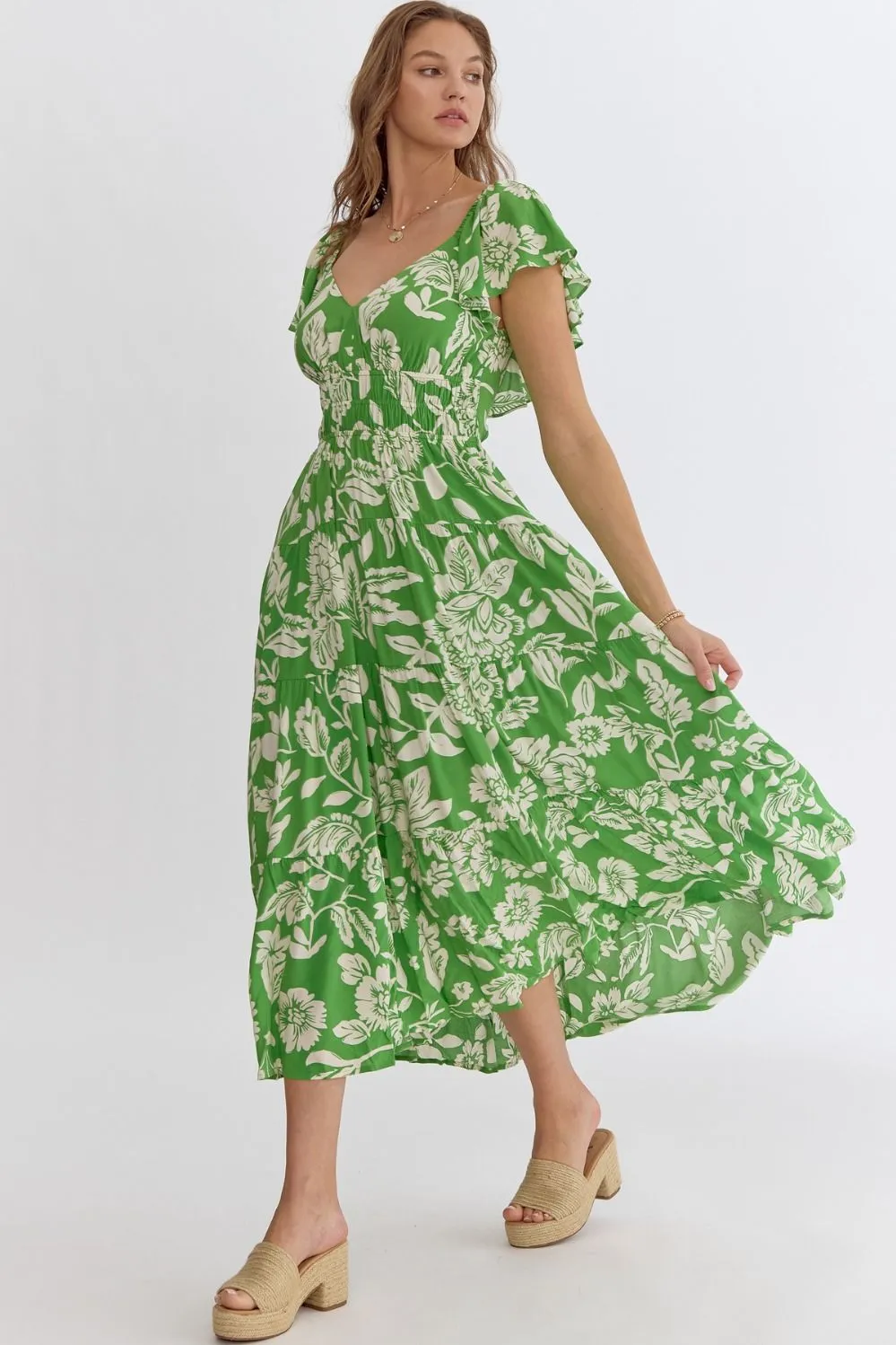Floral Print Tiered Maxi Dress