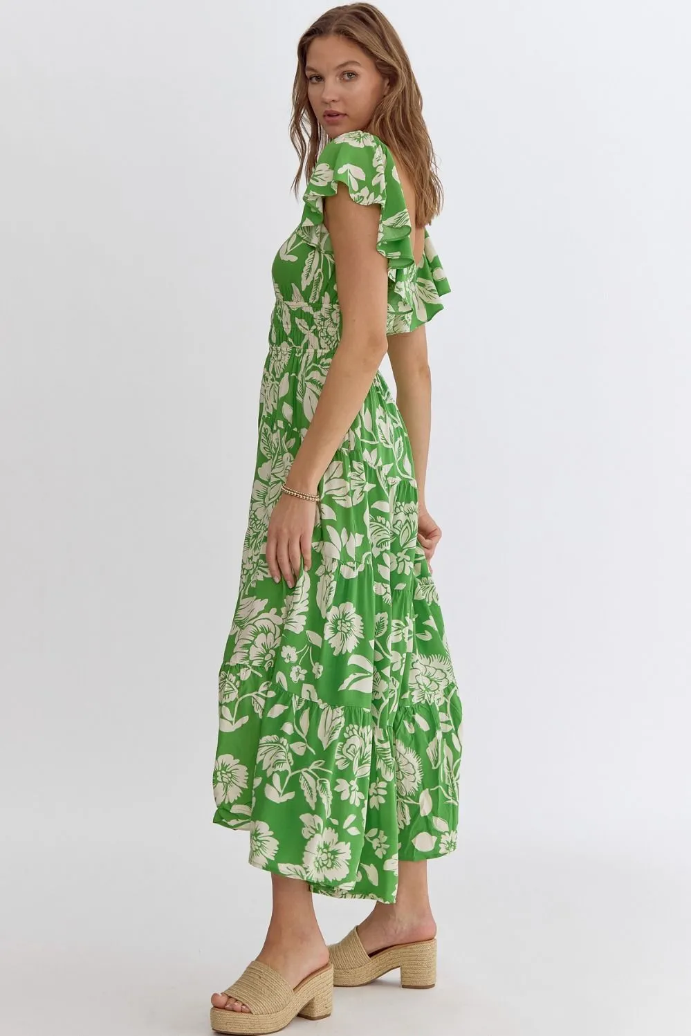 Floral Print Tiered Maxi Dress