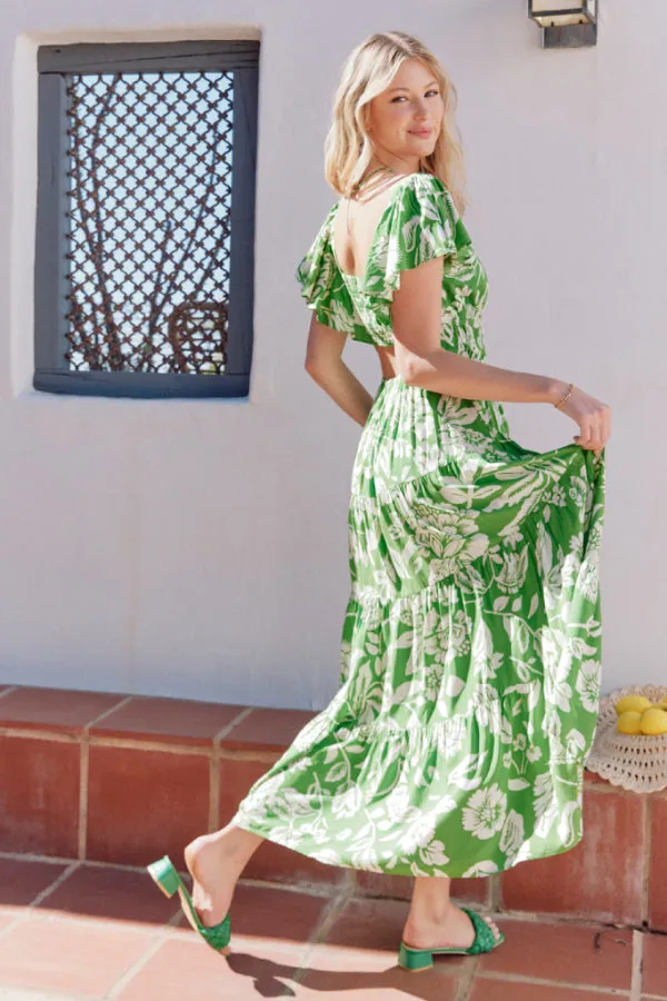 Floral Print Tiered Maxi Dress
