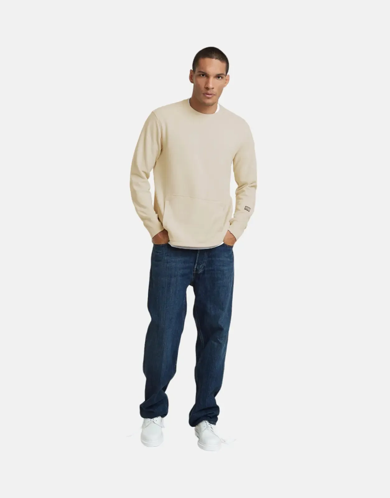 G-Star RAW Stepped Hem Relaxed Sweatshirt Whitebait