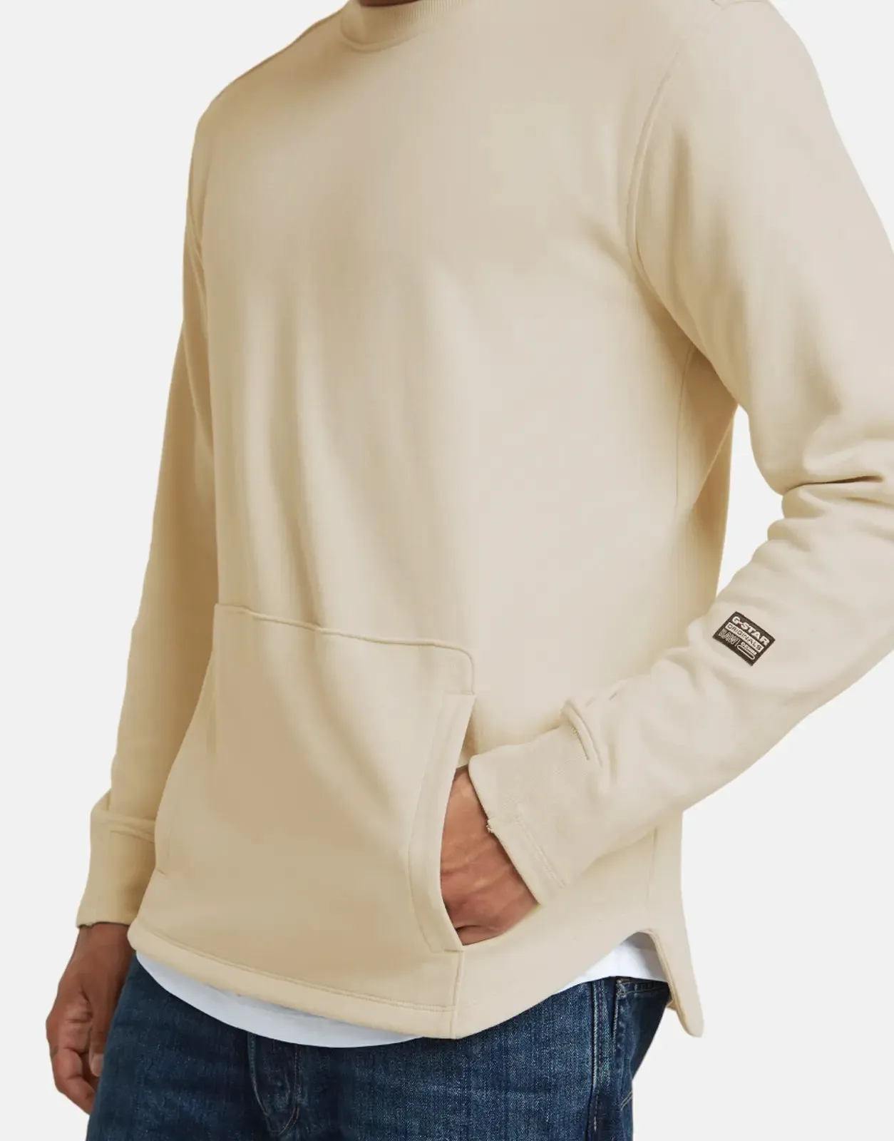 G-Star RAW Stepped Hem Relaxed Sweatshirt Whitebait