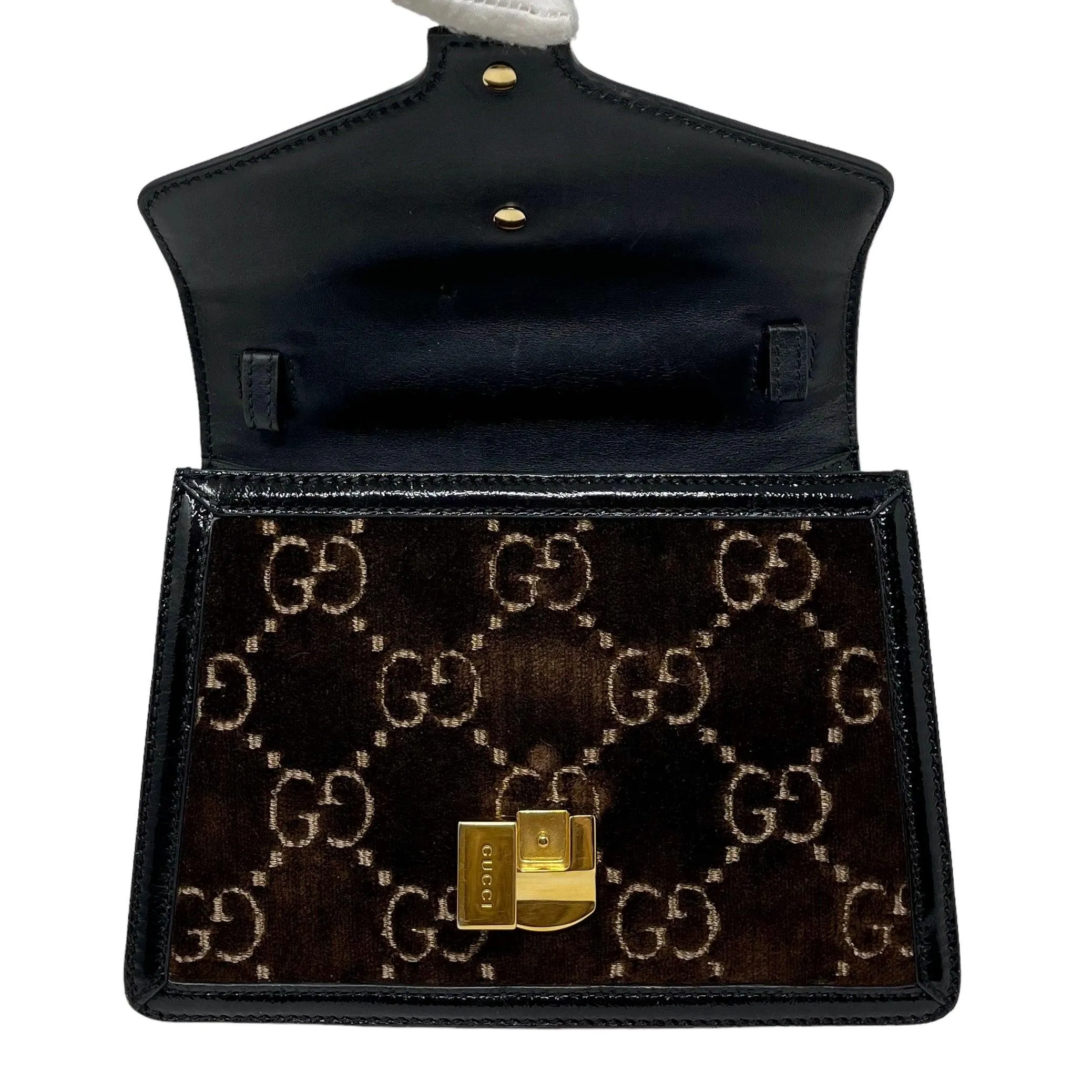 Gucci Brown Velvet Mini Sylvie Top Handle Bag