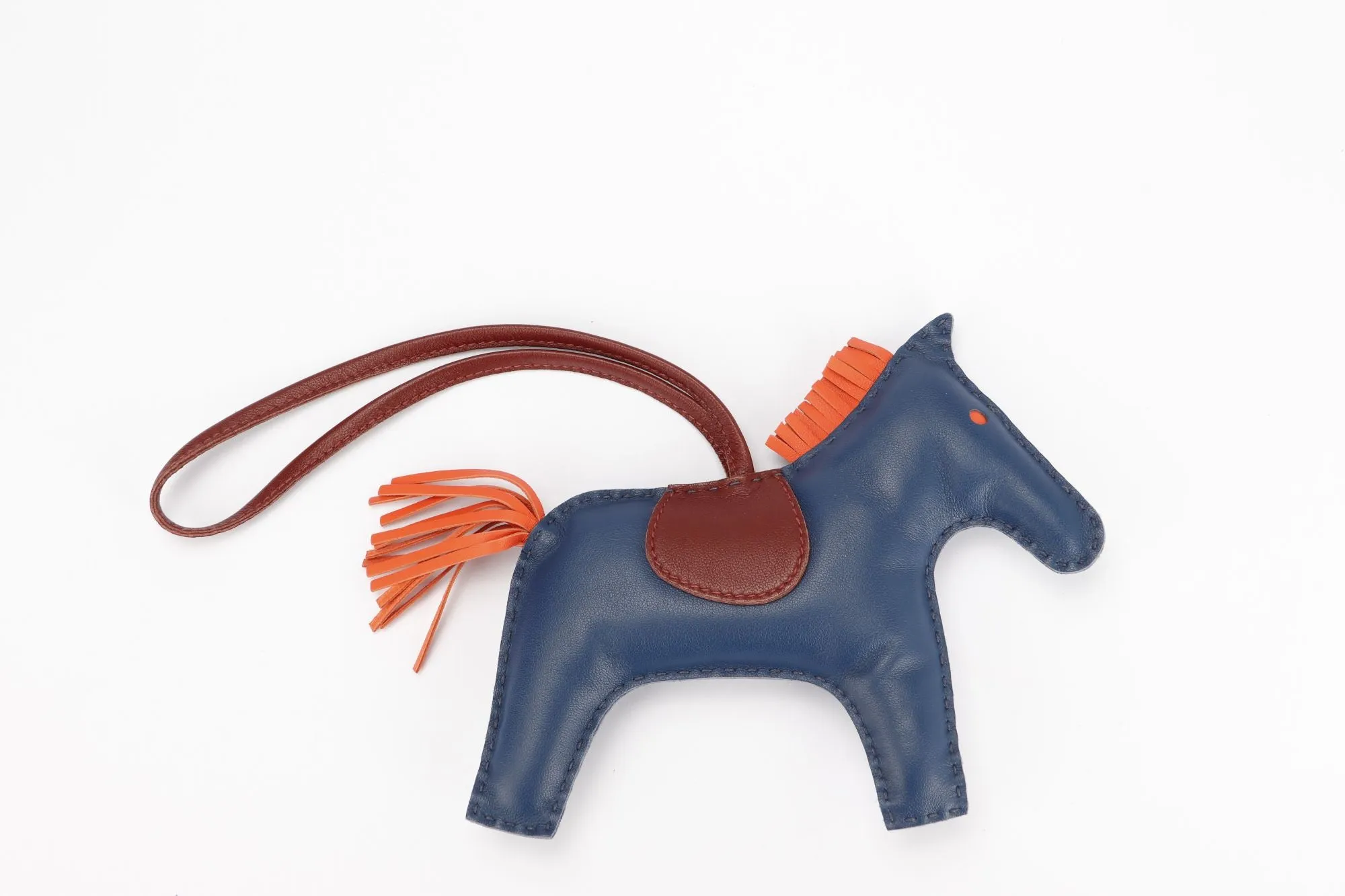Hermes Rodeo Bag Charm, GM Size, Navy Blue & Maroon Color, with Box