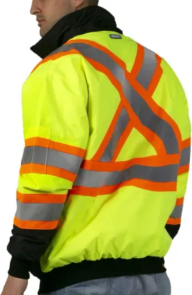 JORESTECH High Visibility Reflective Safety Bomber Jacket Waterproof X in Back ANSI/ISEA Class 1 Type O/CSA Z96