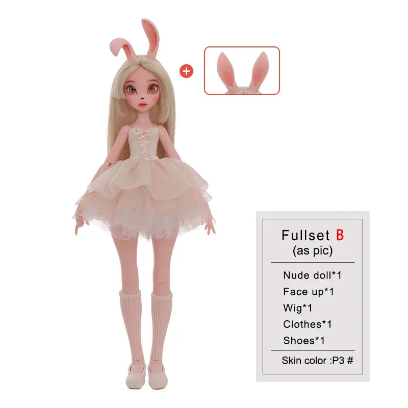 Kacey BJD Doll 1/4 - Tiny Fangs & Lace Shaggy Dress with Bunny Fullset