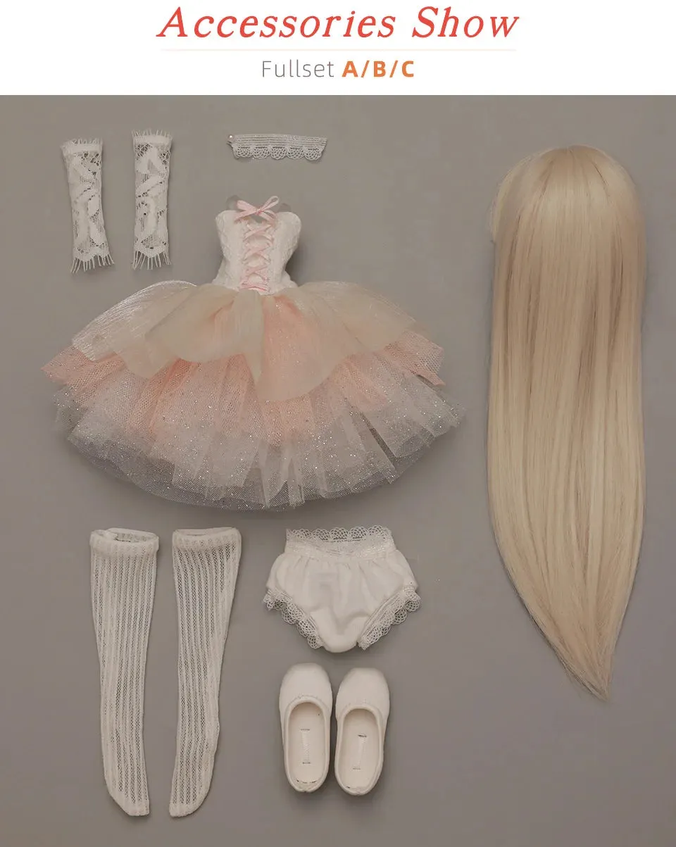 Kacey BJD Doll 1/4 - Tiny Fangs & Lace Shaggy Dress with Bunny Fullset