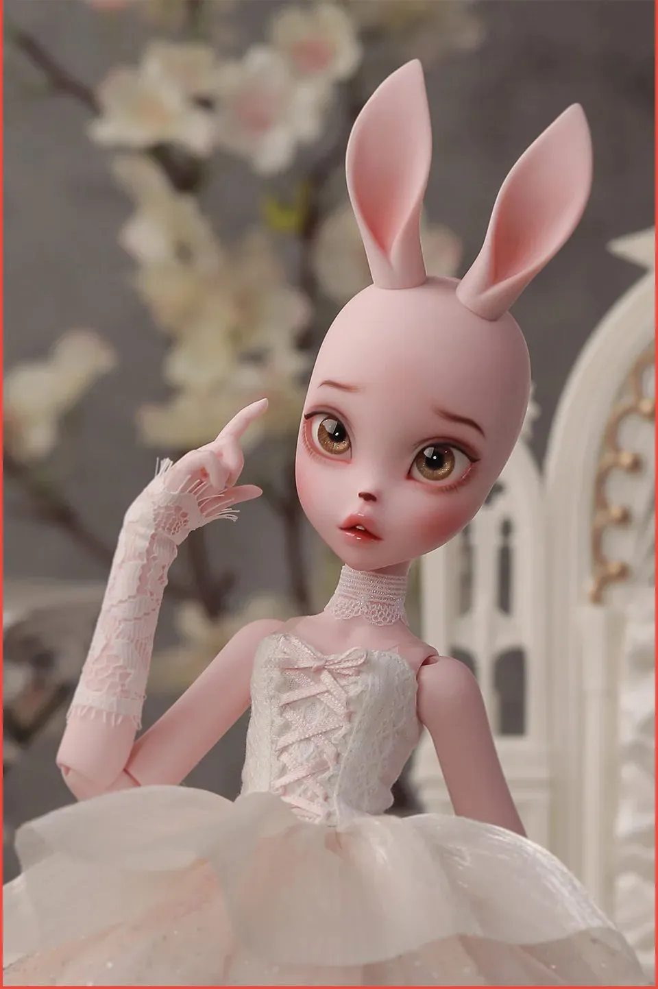 Kacey BJD Doll 1/4 - Tiny Fangs & Lace Shaggy Dress with Bunny Fullset