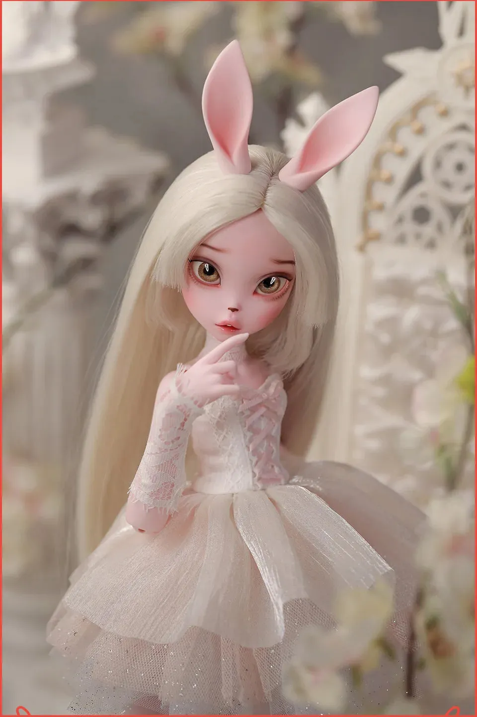 Kacey BJD Doll 1/4 - Tiny Fangs & Lace Shaggy Dress with Bunny Fullset