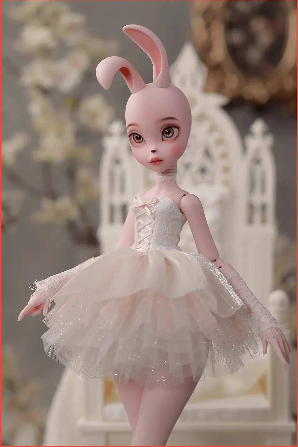 Kacey BJD Doll 1/4 - Tiny Fangs & Lace Shaggy Dress with Bunny Fullset