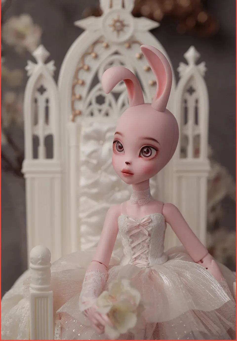 Kacey BJD Doll 1/4 - Tiny Fangs & Lace Shaggy Dress with Bunny Fullset