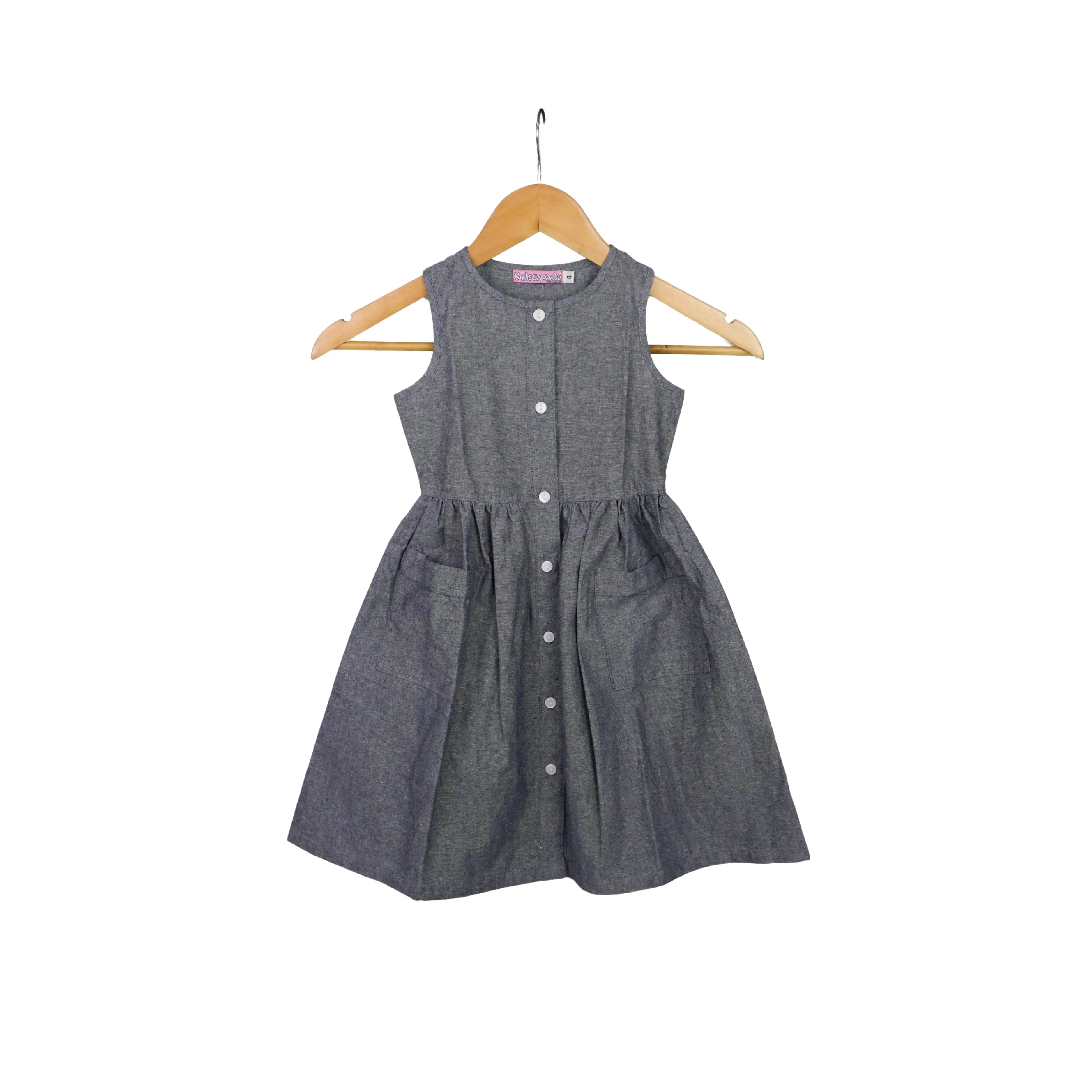 Kidscapade P. Sleeveless Plain Dress with 2 Patch Pocket - Navy Blue